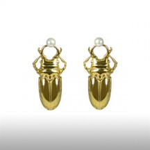 Gold Monochromatic Beetle Earrings