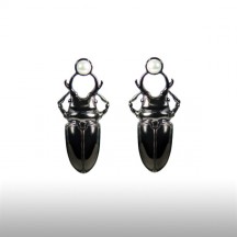 Black Monochromatic Beetle Earrings