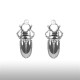 Silver Monochromatic Beetle Earrings